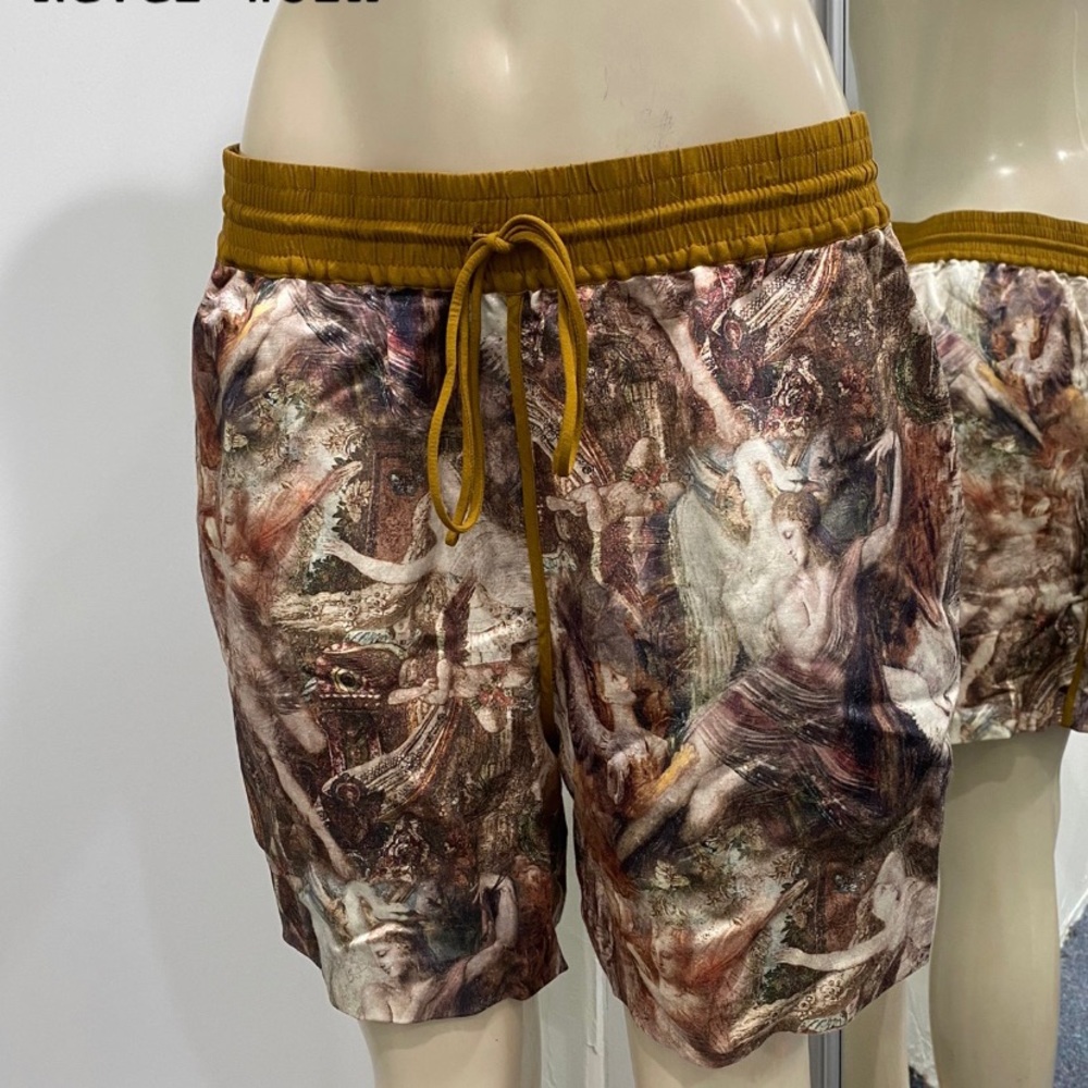Satin Shorts w/ Renaissance print